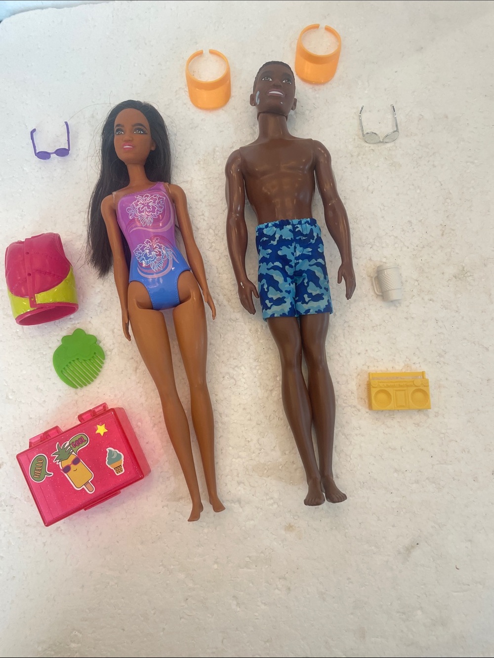 Barbie and Ken Beach Playset Mattel Summer Vacation Toy Set African-American
